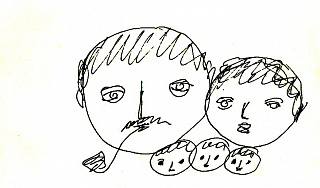 Рисунок Вадима Сидура: «Юрий Левитанский с семьей», 1970-е годы.